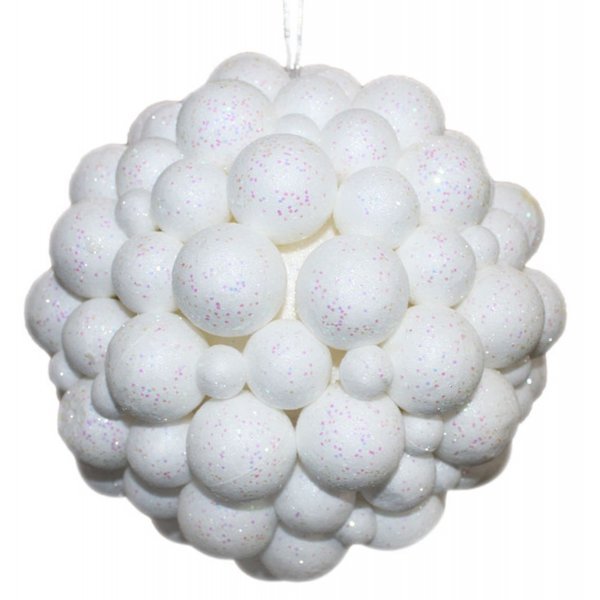 Χριστουγεννιάτικη Μπάλα Οροφής Λευκή, με Μπαλίτσες (15cm)